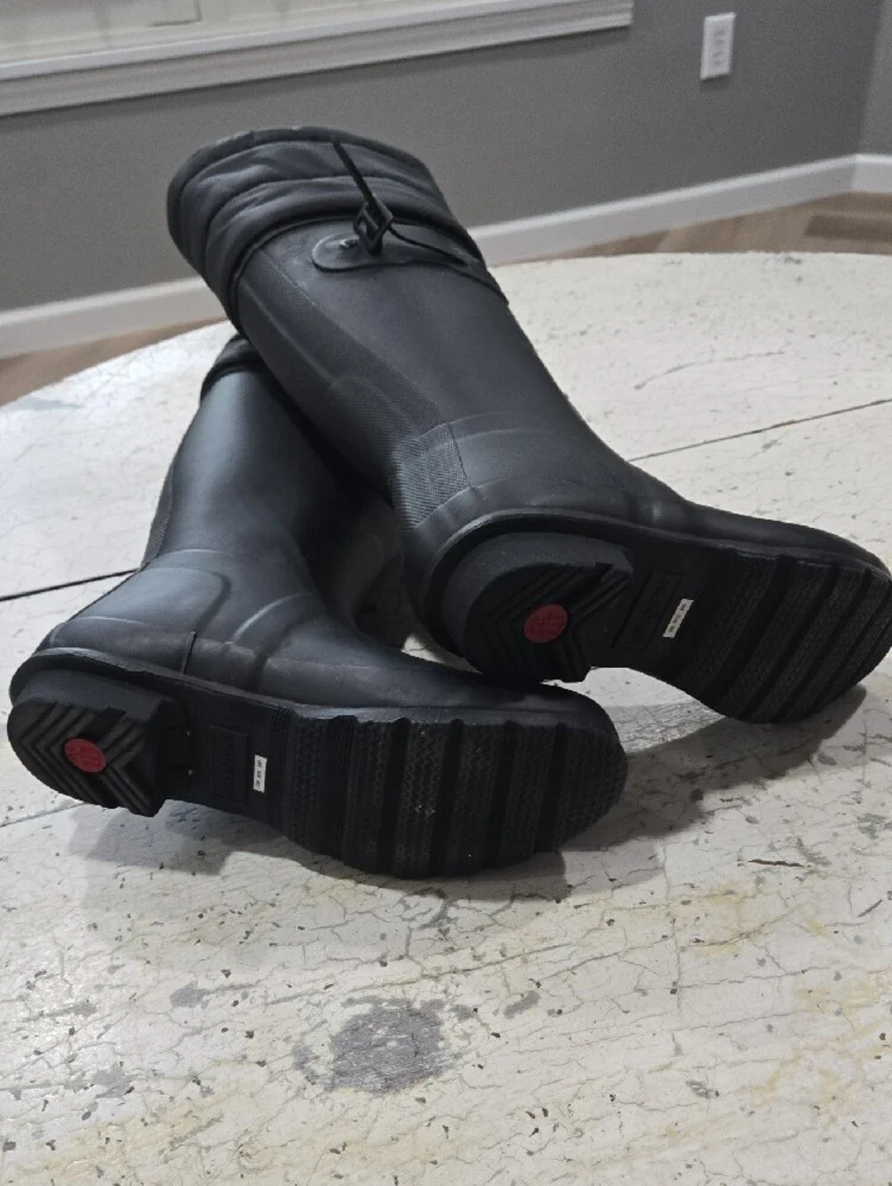 Hunter Boot Original Tall Quilted Cuff boots Black Matte Finish Size 38-7